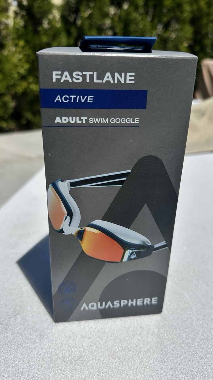 Aqua Sphere Kaiman EXO Active Adult Swim Goggles NAVY & RED Titanium Mirrored